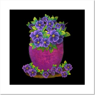 Purple Violets in a Planter Posters and Art